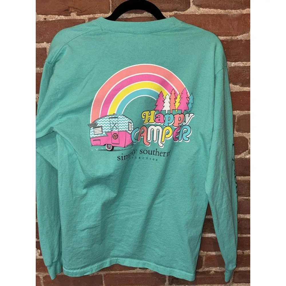 Simply Southern Teal Long Sleeve Graphic Tee‎ Turtle Logo